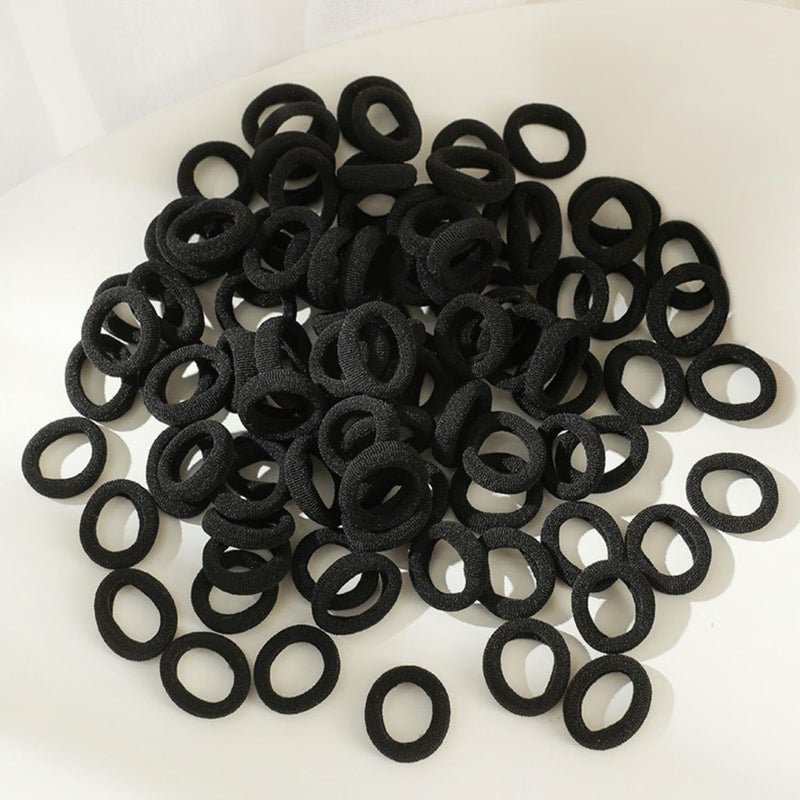 Tesvyns 300Pcs Baby Hair Ties Cotton Toddler Hair Ties for Girls and Kids, Kids Seamless Hair Bands Ponytail Holders(Black) - Image 4